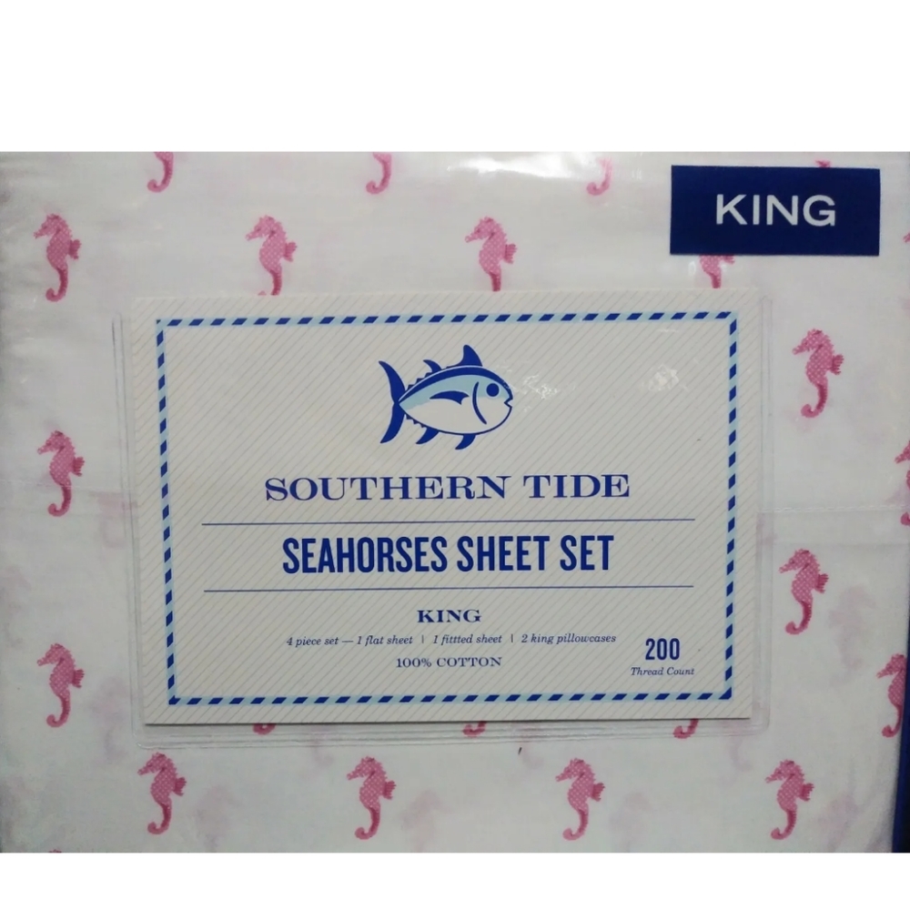 New Southern Tide King Size sheet set Seahorses